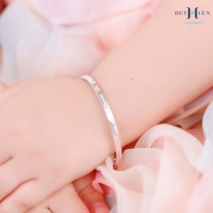 Vòng Bạc Nguyên Chất S990 Trơn Cho Bé Gái Có Thể Điều Chỉnh Được Kích Cỡ Forever Love - Vàng Bạc Duy Hiển
