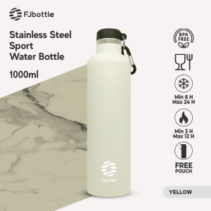 FJbottle - Botol Minum Tumbler Olahraga Stainless Steel Soft Colors 1Liter Double Insulated Bottle Tahan Panas dan Dingin Dengan Gantungan