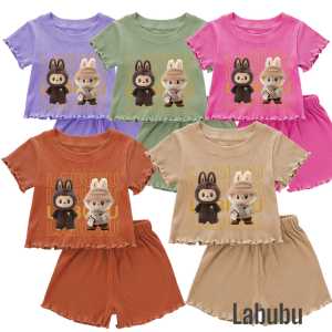 Setelan Anak Perempuan Labubu Viral Katun Knit Usia 1-5 Tahun
