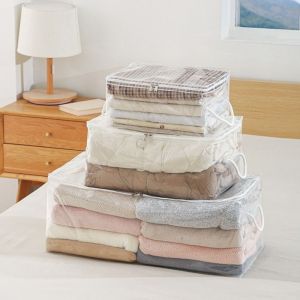 KENDRAT Large Capacity Clear Quilt Storage Bag Folding Dust-proof Clothes Quilt Storage Bag Multi-functional Waterproof Sweater Storage Bag for Household