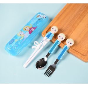 ✅พร้อมส่งในไทย✅ ชุด ช้อน ส้อม + ตะเกียบ หัดคีบ พร้อมกล่องเก็บ ลายการ์ตูน DISNEY 3D
