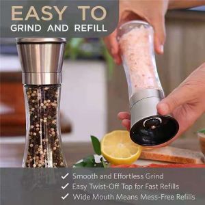 Stainless Steel Salt and Pepper Mill Manual Food Herb Grinders Spice Jar Containers Kitchen Gadgets Spice Bottles