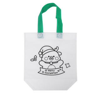 4 Pcs Environmental Protection Cartoon Christmas Bag Graffiti Handbag DIY Coloring Bag Children Arts Drawing Toy