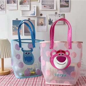 Túi Xách Lưới Sức Chứa Lớn Hoạ Tiết Gấu Dâu Tây Hoạt Hình Nhật Bản Cho Nữ