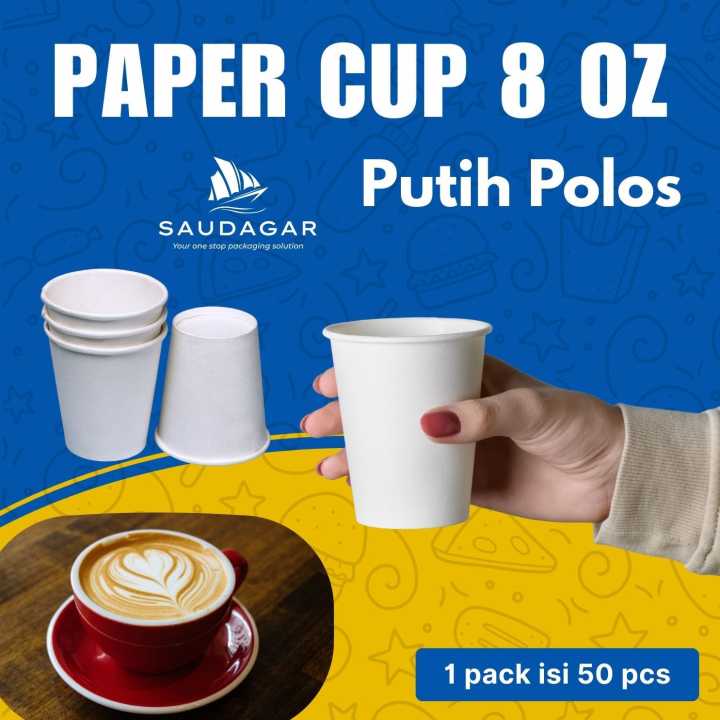 Paper Cup 8 oz / gelas kopi teh varian putih | Lazada Indonesia