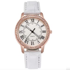 Tehina Women Classic Roman Numeric Dial Analog Watch Lady Quartz Watch Fashion White Black Blue Red Pink Valentines Day Special Gift Idea For Her Girlfriend