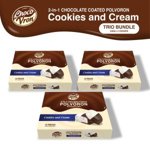 ChocoVron Gift Box 2 in 1 Chocolate Coated Cookies & Cream Polvoron 240g Trio Bundle