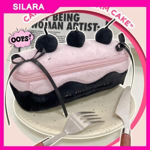 SILARA Cherry Cake Pencil Case Cute Functional Large Capacity Stationery Organizer Storage Bag Student Pen Bag Makeup Bag
