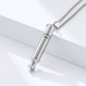 GENENIC Titanium Steel Breathing Resistance Whistle Necklace 528Hz Pearl Necklace Meditation Mindfulness Pendants Pendant Auxiliary Yoga Meditation Necklace Friends Birthday Gift