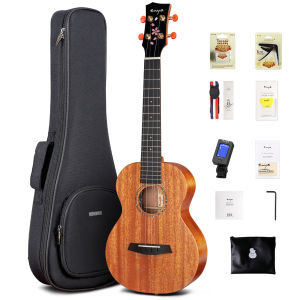 Enya MS Concert Ukulele 23 Inch Blue Solid Mahogany Top with Ukulele Starter Kit Includes Online Lessons Tuner Strap Capo Sand Shaker PickPolish ClothWrenchBag
