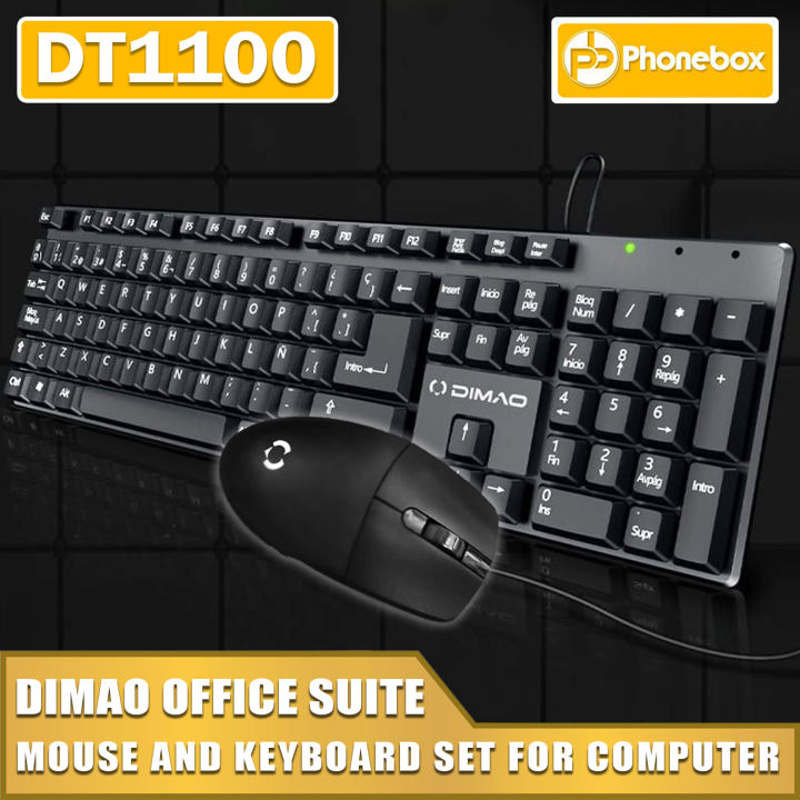 Dtp Keyboard DT1100 Keyboard and Mouse Set Wired for Office Gaming Desktop Computer ...