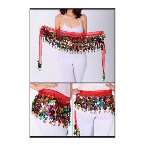 Eye-catching Sequins Tassels Dance Waist Belt for Women Lady Training Flashy Hip Wrap with Fringes