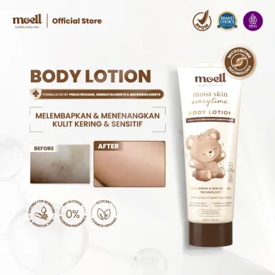 Moell Body Lotion Bayi 185gr - Body Lotion Untuk Kulit Sensitif & Kering - Pelembap Bayi Anak Daily Use - Sensitif Kering Ruam (Eksim) - Skincare Bayi - Skincare Anak