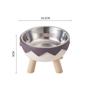 AIMAYAPET Raised Cat Food Water Bowl Eggshell Shape Anti-choking Pet High Footed Bowl Stainless Steel with Stand