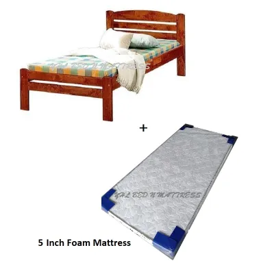YHL Elsa Solid Wooden Single Bed Frame With Mattress