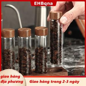 [COD] EHBqna 3PF Ship within 24 hours Hạt lưu trữ bằng gỗ kín hộp Barista công cụ Quà Tặng hạt cà phê lưu trữ container ống thủy tinh với công cụ gỗ đóng chai Ống