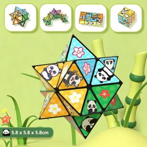 Magic Cube For Adults & Kids Cute Panda Puzzle Infinite Flipping Folding Geometric Cube Stress Relief Decompression Toy Birthday Christmas Gift