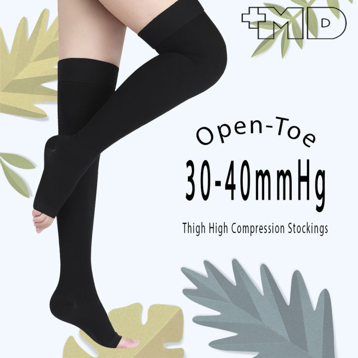 Md Thigh High Compression Stockings Open Toe 30 40mmhg Firm Medical Support Socks For Varicose