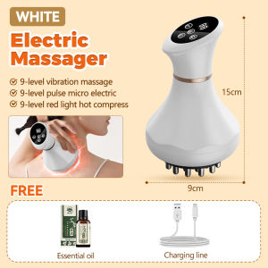 Smart Electric Meridian Brush Massager Electric Cupping Device Abdominal Charging Vibration Heating Universal Household Scraping Device 經絡按摩器