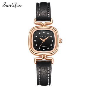 Sunlifex Jam Tangan Wanita Kuarsa Kasual Elegan Tali Kulit Korean style Jam Tangan Cewek