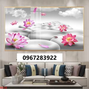 Gạch tranh 3d hoa sen cao cấp