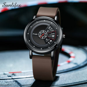 Sunlifex Jam Tangan Pria Kuarsa Tanggal Kasual Mode Tali Silikon Jam Tangan Cowok Original