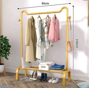 ไม้แขวนเสื้อราวทอง ที่แขวนเสื้อผ้าหูแมว  ขนาด 80*155*45 cm ใช้ได้หลากหลายสไตล์ ตกแต่งห้องนอน ระเบียง ราวตากผ้าในครัวเรือน ที่เก็บเสื้อผ้าเย็น เรียบง่าย เสาเดียว