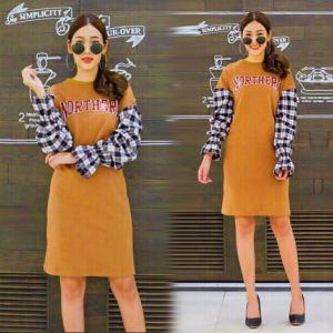 DRESS WANITA-YX DRESS NORTH - Bahan Babytery - LD100CM PJ90CM - Cocok untuk Pakaian Sehari-hari