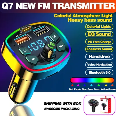 (Dikirim Dari Jakarta) FM Bluetooth 5.0 Mobil PD 18W Pengisi Daya Cepat USB Ganda Tipe-c 4.8A Lampu Latar LED/USB 4.2A Car Bluetooth 5.0 Charger FM Transmitter PD 18W/MP3 Player