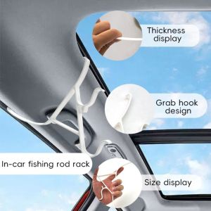 TKC28 Heavy Duty Vehicle Fishing Rod Storage Rack Easy To Install Compact Fishing Rod Holder Multi-functional Reusable Car Hanger Hook SUV