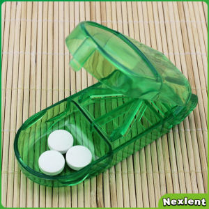 Nexlent Square Round Transparent Pill or Tablet Cutter with Medicine Storage