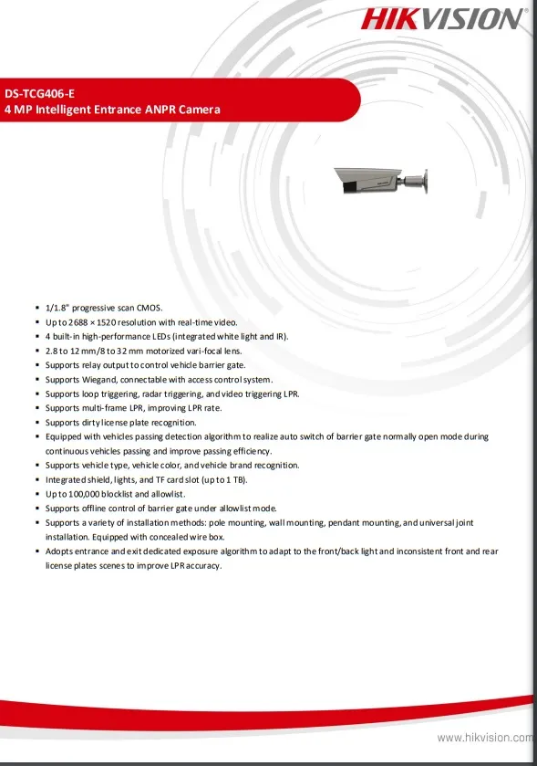 READY STOCK> HIKVISION DS-TCG406-E(12V/PoE)(2812) 4MP Intelligent