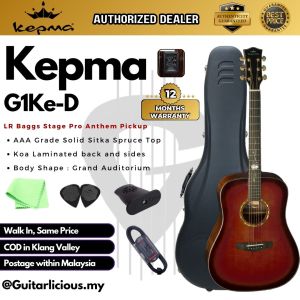 Kepma G1eK Series Solid Sitka Spruce Top Dreadnought Acoustic Guitar LR Baggs Stage Pro Anthem Pickup w Case ( G1E-K )