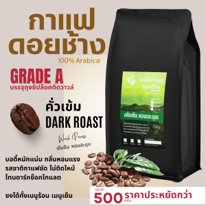 กาแฟดอยช้างของแท้100% เกรดA คั่วอ่อน/คั่วกลาง/คั่วเข้ม เมล็ดกาแฟอราบิก้า100% "เข้มข้น หอมละมุน" ขนาด500g บรรจุถุงซิปล็อค