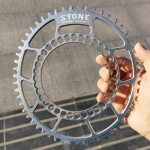 Stone Oval 7075 Chainring BCD 130mm 5 Bolts for Road Bike CX Cyclocross 3sixty Pikes Folding Bike bcd130 Chain Ring 9-11 Speed Narro Wide Teeth Chainwheel Classic Silver