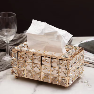 Rhinestone Tissue Box Table Storage Tissue Box Crystal Ornament Coffee Table Tissue Box