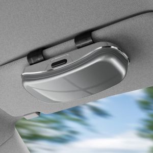 DAWEIF Universal Luxury Car Glasses Case One Hand Operation Anti Scratch Eyeglasses Protection Case Stable Flip-Top Sun Visor Sunglasses Holder Box Car Interior Accessories