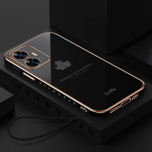 PROMO Case Maple REALME C55 Softcase Silikon Motif Daun BONUS Tali Strap