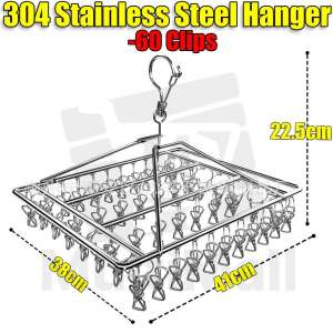 304 Stainless Steel 4mm 60 Clips Hanger for Drying Clothes Stainless Hanger Clips Heavy Duty Clips