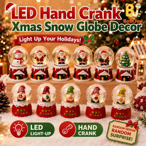 Christmas Decorations Snow Globe Led Light Santa Mini Water Globe Decor Hand Crank Seven Color