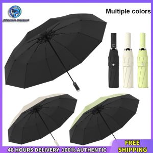 Winnereco Travel-Friendly Fully Automatic Umbrella with 16 Bones Windproof Sun Rain Shield Lightweight and Compact