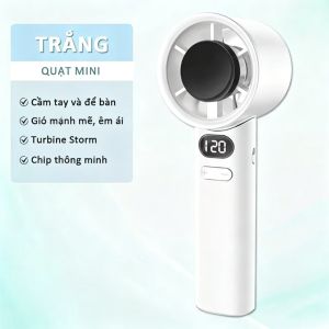 S001 Quạt Cầm Tay Mini Làm Mát Nhanh 100 Mức Gió Hiển Thị Kỹ Thuật Số Pin 4000mAh Sử Dụng Lên Đến 12H