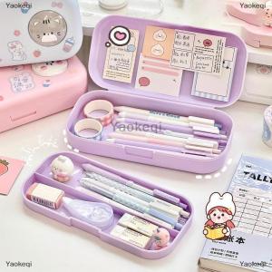 [COD] Yaokeqi Kawaii Morandi Simple Pencil Case Student Large Capacity Double-layer Pencil Case Cartoon Stationery Organizer School Supplies