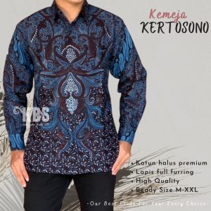 BATIK SOLO | BATIK LENGAN PENDEK | BATIK KANTOR | BATIK KONDANGAN | BATIK KERTOSONO BIRU BY ASMARA