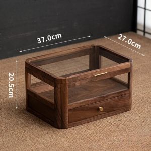 FFBH Solid Wood Storage Rack Dust-proof Tea Set Multi-layer Storage Rack Removable Desktop Locker Practical Home Organization P9M4Y