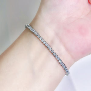 SEQUITO Korean Style White Gold Plated Jewelry Pave Setting Small Square AAA CZ Zirconia Charming Tennis Bracelet Daily Wear Accessories B340