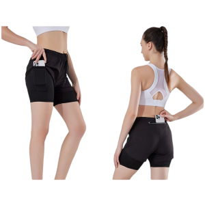 Quần chạy bộ nữ có túilớp lót đùi mềm mịn thoáng khí DK22001