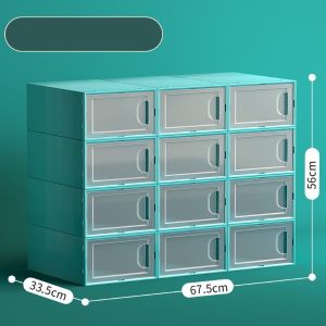 【Gods House】12pcs Transparent Shoe Box Shoes Organizers Plastic Thickened Foldable Dustproof Storage Box Combined Shoe Cabinet