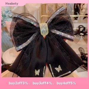Heabety Fabric Rhinestone Hairpin Butterfly Mesh Bow Hair Clip Spring Clips For Women Korean Style Fashion Hair Accessories
