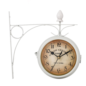 European Style Retro Iron Wall Clock Double-Sided Decorative Hanging Clock Double Sided Outside Bracket Clock Home Decoration